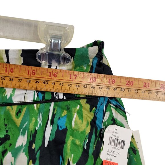 Sharagano Studio Abstract Print A-Line Skirt Size 16 Green Garden Surprise New - Picture 7 of 8